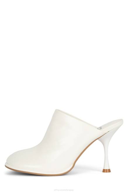 mujer oblicuos Jeffrey Campbell F6JX1719 mula de tacón charol arrugado blanco