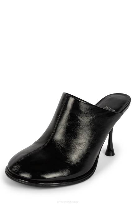 mujer oblicuos Jeffrey Campbell F6JX1722 mula de tacón charol arrugado negro