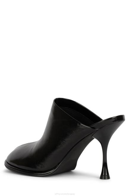 mujer oblicuos Jeffrey Campbell F6JX1722 mula de tacón charol arrugado negro