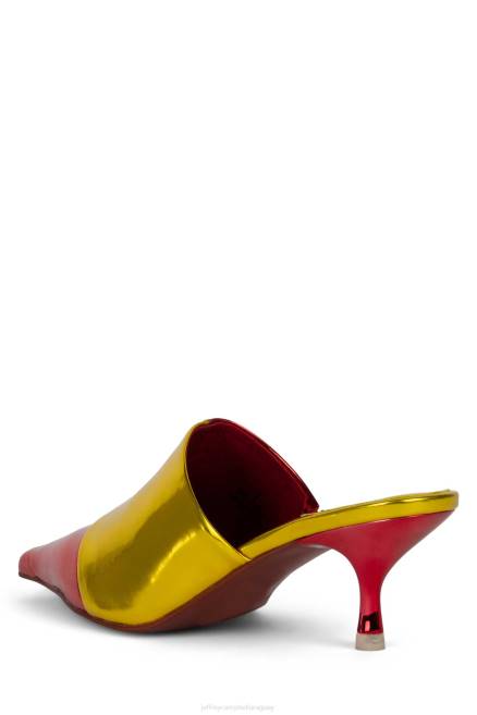 mujer ocular Jeffrey Campbell F6JX1714 mula de tacón oro metalizado rojo