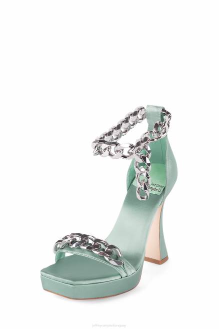 mujer Lago plateado Jeffrey Campbell F6JX1570 sandalia de tacón plata satinada turquesa