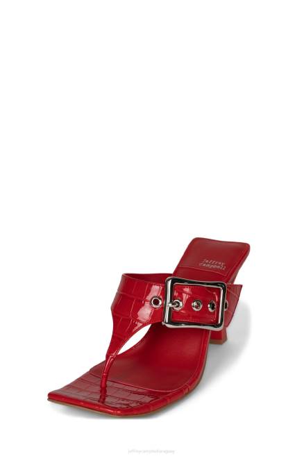 mujer abrochado Jeffrey Campbell F6JX1462 sandalia de tacón croco rojo plata