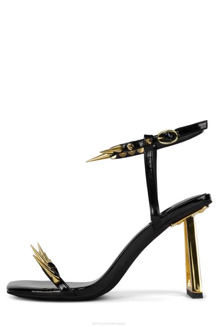 mujer afinar Jeffrey Campbell F6JX1512 sandalia de tacón oro charol negro