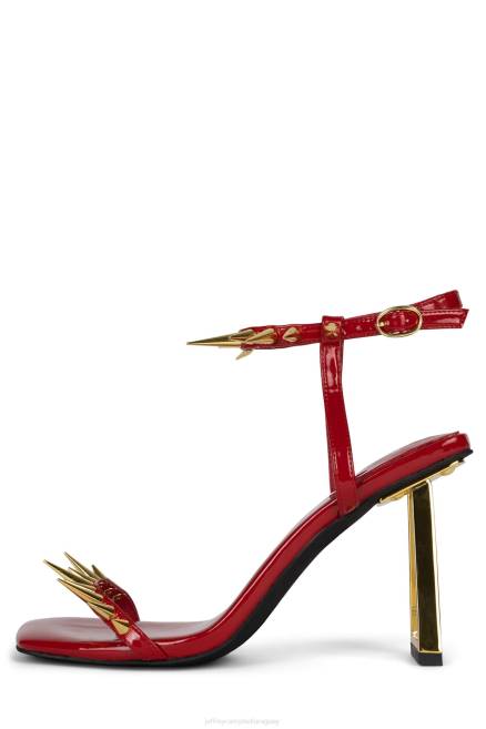 mujer afinar Jeffrey Campbell F6JX1513 sandalia de tacón charol rojo oro