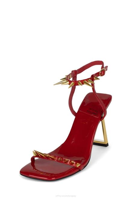 mujer afinar Jeffrey Campbell F6JX1513 sandalia de tacón charol rojo oro