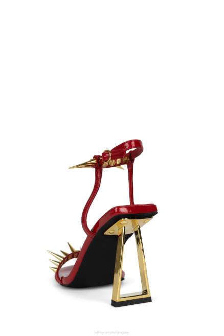 mujer afinar Jeffrey Campbell F6JX1513 sandalia de tacón charol rojo oro