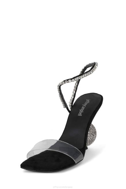 mujer ajetreo Jeffrey Campbell F6JX1548 sandalia de tacón ante negro plata