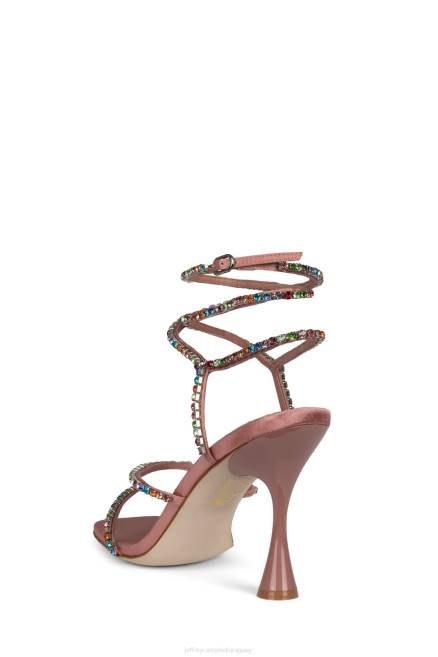 mujer atractivo Jeffrey Campbell F6JX1530 sandalia de tacón rosa satinado brillante multi joya