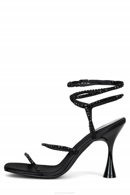 mujer atractivo Jeffrey Campbell F6JX1531 sandalia de tacón negro satinado negro