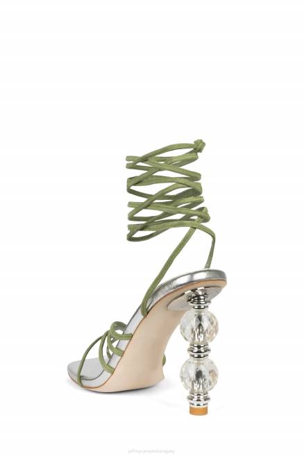 mujer bijouxx-2 Jeffrey Campbell F6JX1615 sandalia de tacón gamuza verde plata