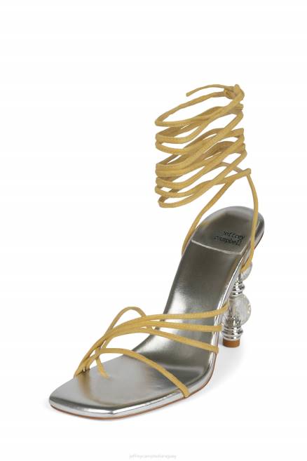 mujer bijouxx-2 Jeffrey Campbell F6JX1616 sandalia de tacón ante amarillo plata