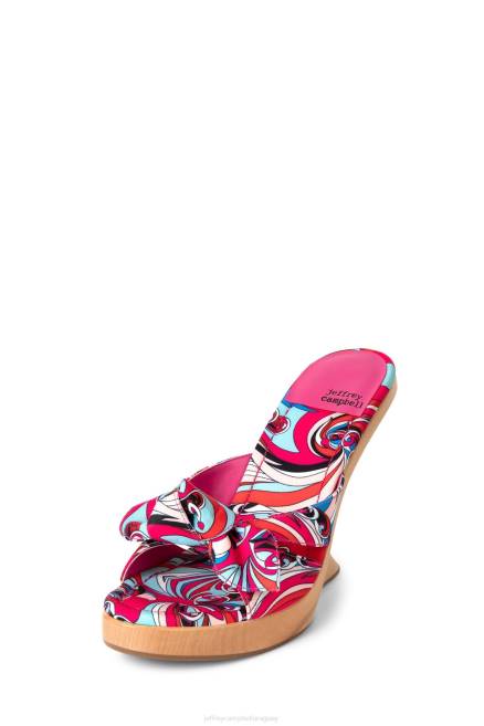 mujer broma Jeffrey Campbell F6JX1429 sandalia de tacón azul fucsia multicolor