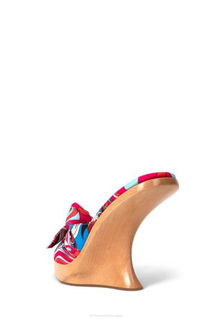 mujer broma Jeffrey Campbell F6JX1429 sandalia de tacón azul fucsia multicolor