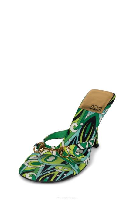 mujer con bisagras Jeffrey Campbell F6JX1472 sandalia de tacón multi verde