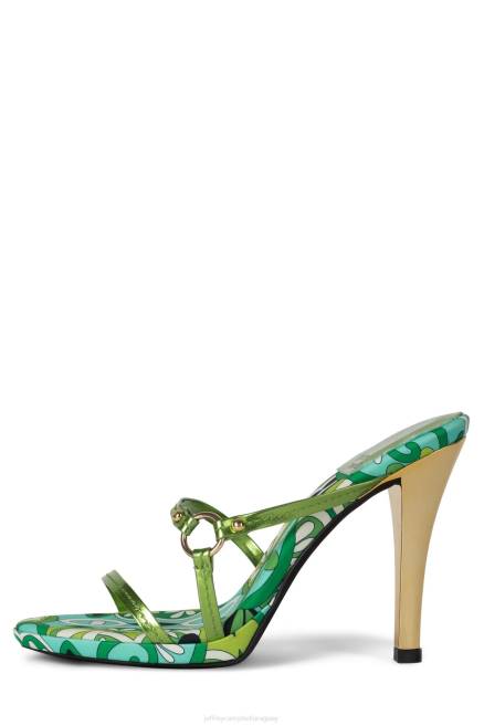 mujer curiosidad Jeffrey Campbell F6JX1434 sandalia de tacón verde multi verde