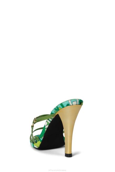 mujer curiosidad Jeffrey Campbell F6JX1434 sandalia de tacón verde multi verde