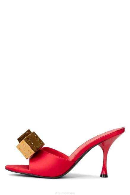 mujer dado Jeffrey Campbell F6JX1403 sandalia de tacón oro rojo satinado