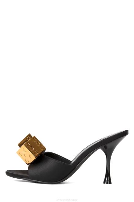 mujer dado Jeffrey Campbell F6JX1404 sandalia de tacón oro negro satinado