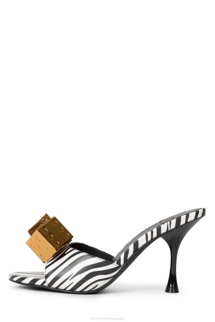 mujer dado Jeffrey Campbell F6JX1460 sandalia de tacón negro blanco cebra plata