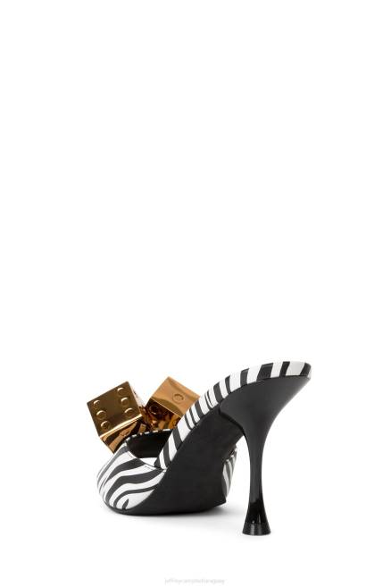 mujer dado Jeffrey Campbell F6JX1460 sandalia de tacón negro blanco cebra plata