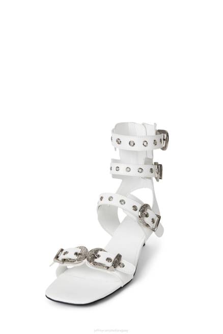 mujer ecléctica Jeffrey Campbell F6JX227 sandalia de tacón plata blanca