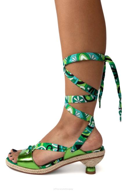 mujer galápagos Jeffrey Campbell F6JX1426 sandalia de tacón verde metalizado multicolor