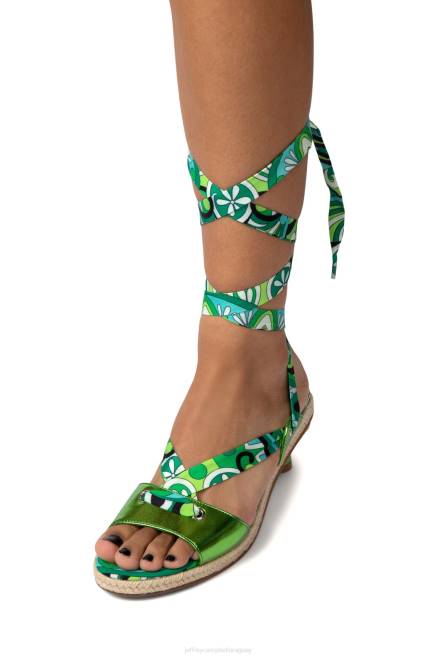 mujer galápagos Jeffrey Campbell F6JX1426 sandalia de tacón verde metalizado multicolor