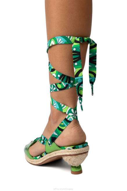 mujer galápagos Jeffrey Campbell F6JX1426 sandalia de tacón verde metalizado multicolor