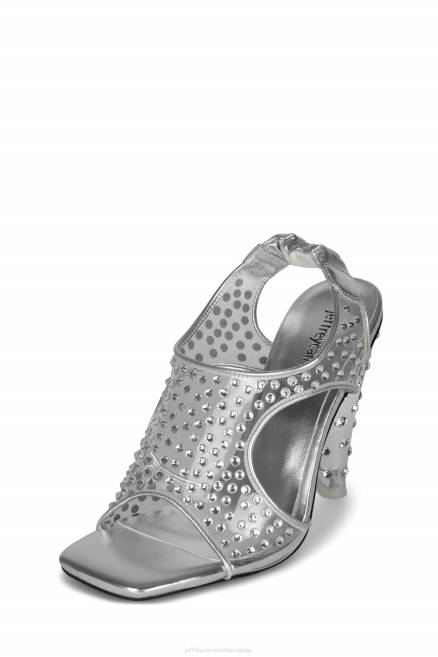 mujer genevieve Jeffrey Campbell F6JX1600 sandalia de tacón plata clara