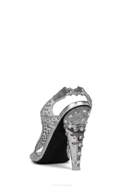 mujer genevieve Jeffrey Campbell F6JX1600 sandalia de tacón plata clara