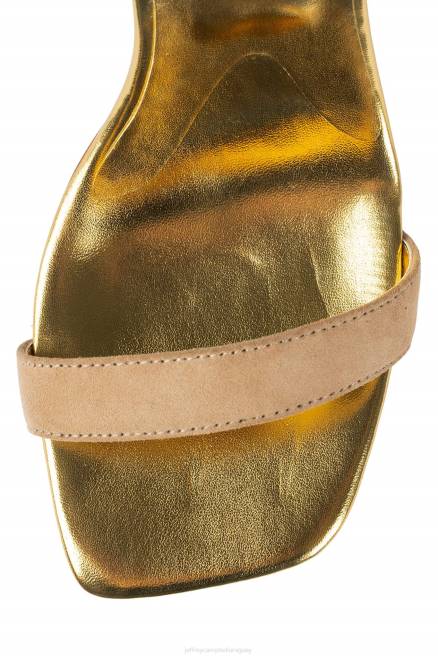 mujer geométrico Jeffrey Campbell F6JX1546 sandalia de tacón ante natural oscuro dorado