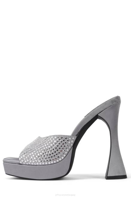 mujer hollywoodj Jeffrey Campbell F6JX1565 sandalia de tacón plata satinada gris