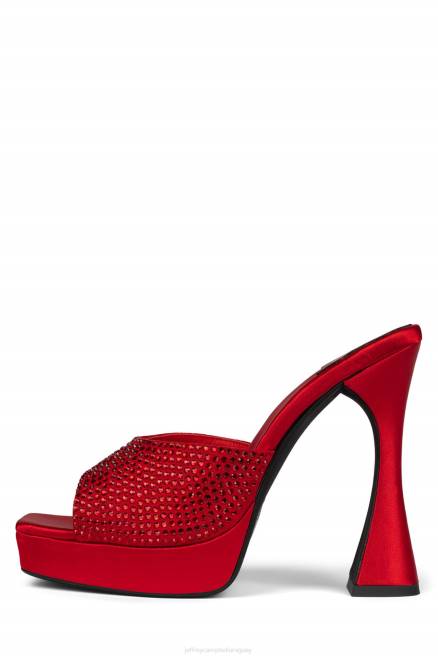 mujer hollywoodj Jeffrey Campbell F6JX1566 sandalia de tacón rojo satinado rojo