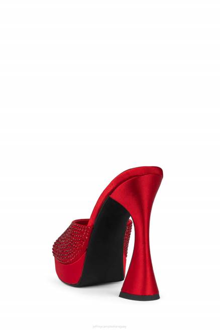 mujer hollywoodj Jeffrey Campbell F6JX1566 sandalia de tacón rojo satinado rojo