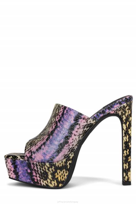 mujer hombre de influencia Jeffrey Campbell F6JX1521 sandalia de tacón serpiente amarilla morada