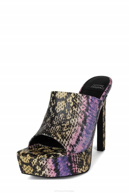 mujer hombre de influencia Jeffrey Campbell F6JX1521 sandalia de tacón serpiente amarilla morada