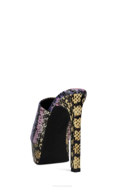 mujer hombre de influencia Jeffrey Campbell F6JX1521 sandalia de tacón serpiente amarilla morada