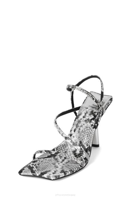 mujer idealista Jeffrey Campbell F6JX1473 sandalia de tacón plata serpiente negra