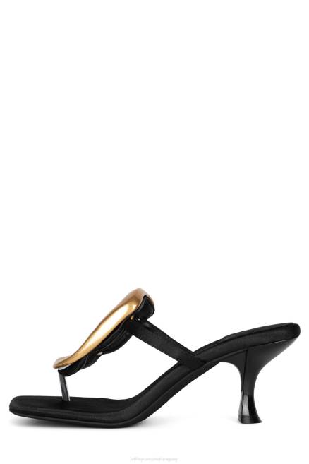 mujer linq-up Jeffrey Campbell F6JX1495 sandalia de tacón oro negro satinado