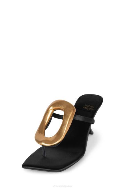 mujer linq-up Jeffrey Campbell F6JX1495 sandalia de tacón oro negro satinado