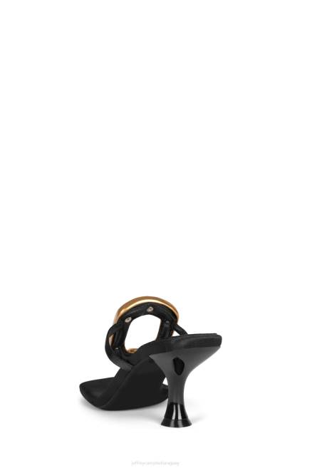 mujer linq-up Jeffrey Campbell F6JX1495 sandalia de tacón oro negro satinado