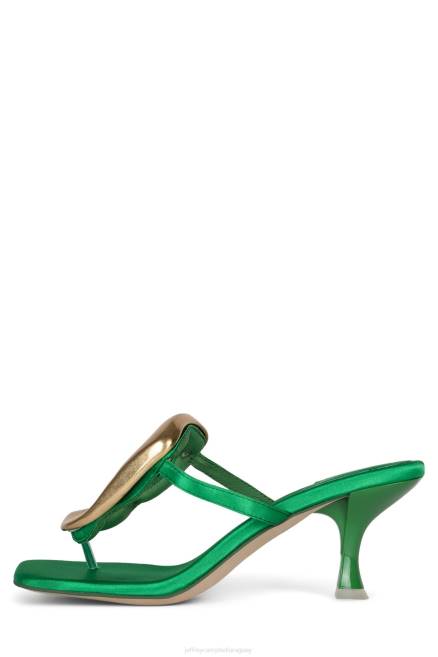 mujer linq-up Jeffrey Campbell F6JX1496 sandalia de tacón oro satinado verde