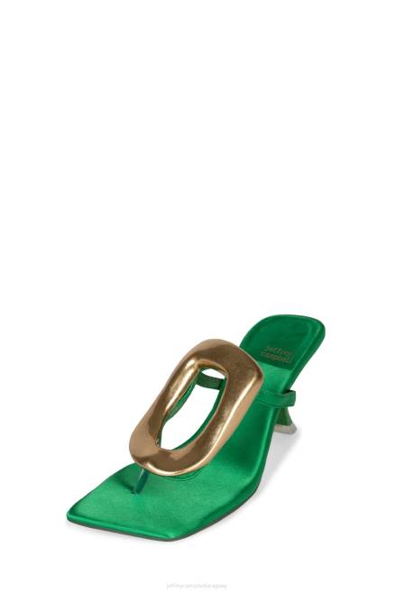 mujer linq-up Jeffrey Campbell F6JX1496 sandalia de tacón oro satinado verde