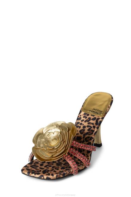 mujer maravilla Jeffrey Campbell F6JX1476 sandalia de tacón guepardo oro multi