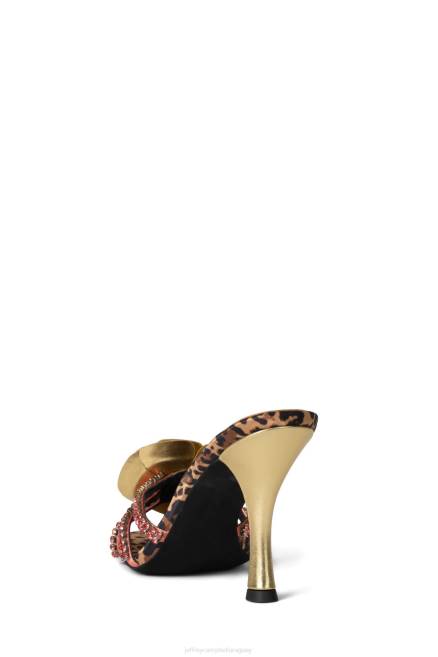 mujer maravilla Jeffrey Campbell F6JX1476 sandalia de tacón guepardo oro multi