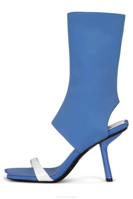 mujer pavoneándose Jeffrey Campbell F6JX76 sandalia de tacón crema de neopreno azul