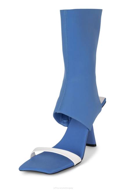 mujer pavoneándose Jeffrey Campbell F6JX76 sandalia de tacón crema de neopreno azul