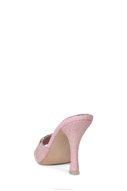 mujer península Jeffrey Campbell F6JX1447 sandalia de tacón bronce tejido rosa