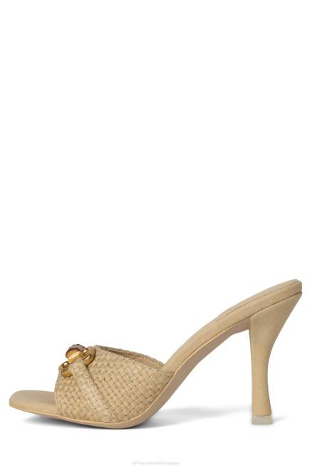 mujer península Jeffrey Campbell F6JX1448 sandalia de tacón bronce trenzado beige