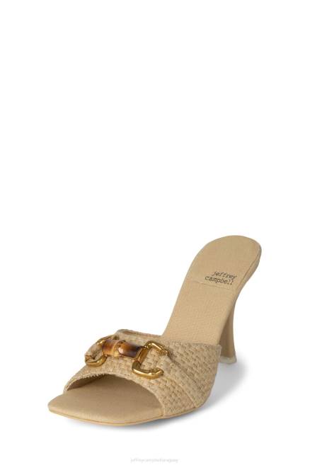 mujer península Jeffrey Campbell F6JX1448 sandalia de tacón bronce trenzado beige